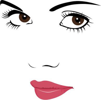 beautiful girl face design vector set