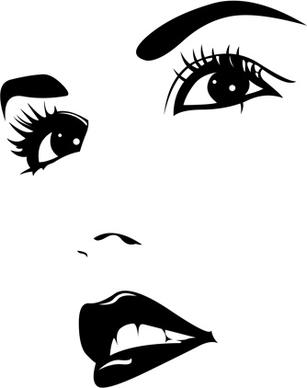 beautiful girl face design vector set