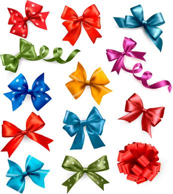 shiny ribbon with bow vector set