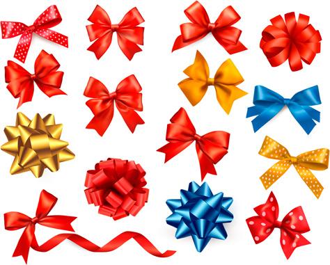 shiny ribbon with bow vector set