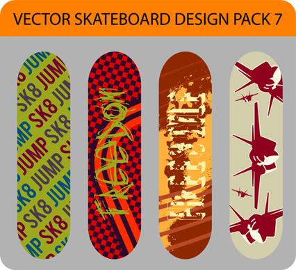 stylish floral skateboard vector set