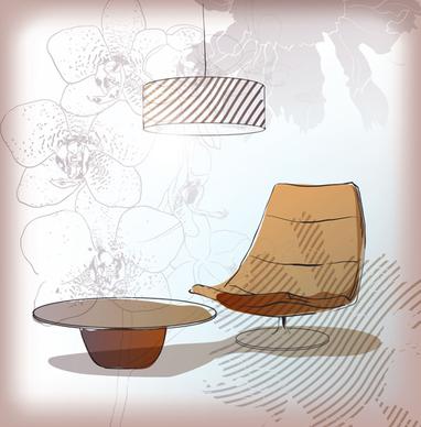 hand drawn sofa armchairs vector graphics