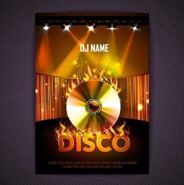 stylish disco party poster cover vector