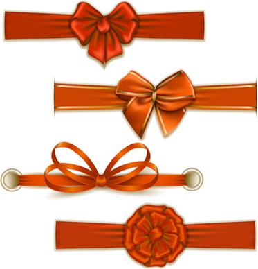 festival ribbon bow colorful vector set