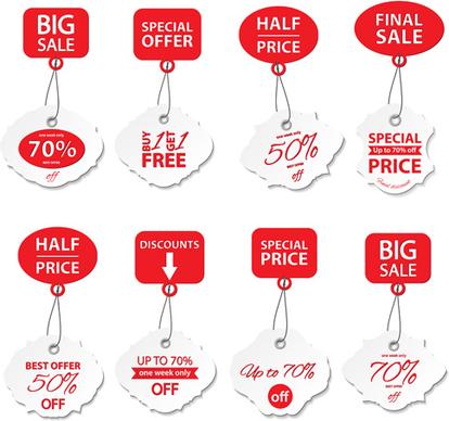 creative red and white sales tags vectors