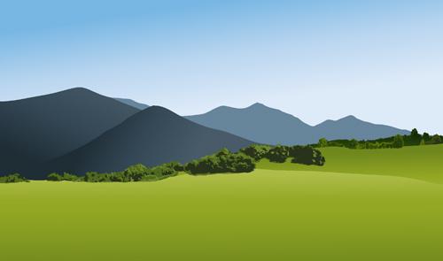 beautiful fields landscapes vector set