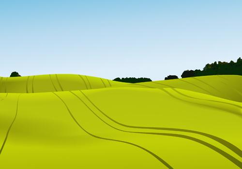 beautiful fields landscapes vector set