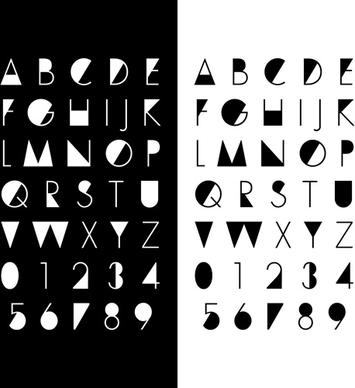 number and alphabet creative design vectors