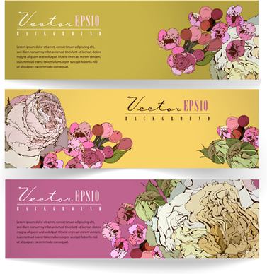 vector vintage floral banners set