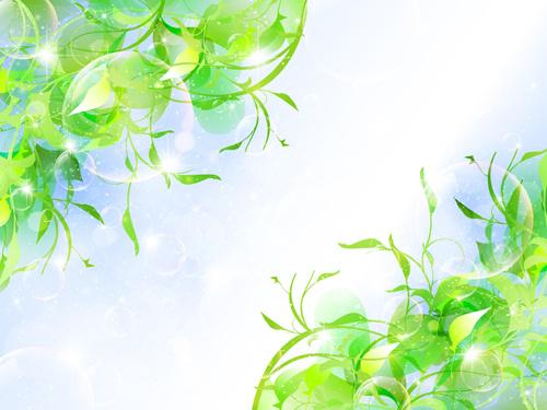 halation bubble with green leaves vector background