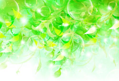 halation bubble with green leaves vector background