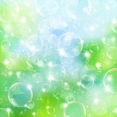 halation bubble with green leaves vector background