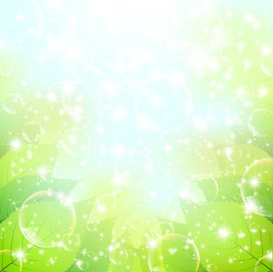 halation bubble with green leaves vector background