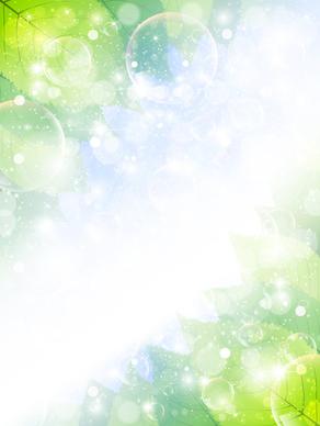 halation bubble with green leaves vector background