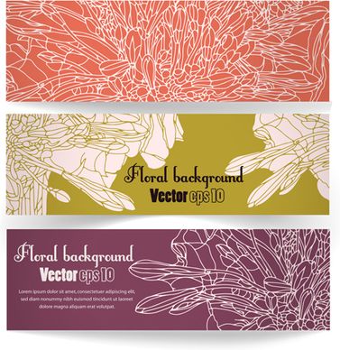 vector vintage floral banners set