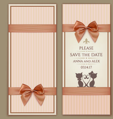 romantic ribbon bow cards vecto illustration