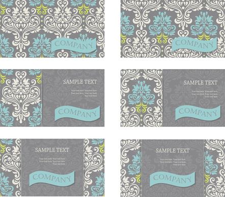 vintage floral pattern business cards vector