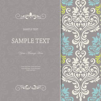 vintage decor pattern invitation cards vector