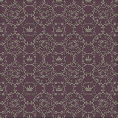 retro floral with crown vector seamless pattern