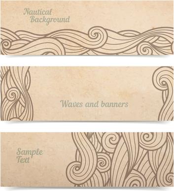 ornament floral retro banners vectors