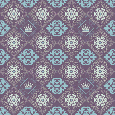 retro floral with crown vector seamless pattern