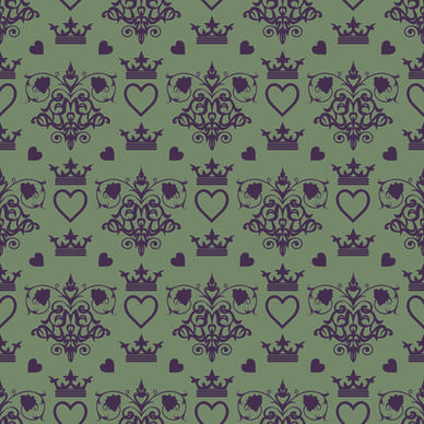 retro floral with crown vector seamless pattern