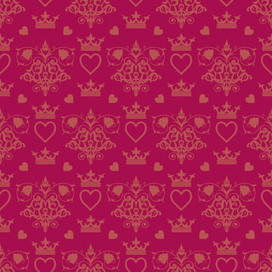 retro floral with crown vector seamless pattern