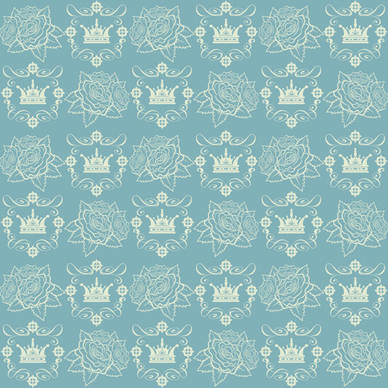 retro floral with crown vector seamless pattern