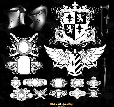 classical heraldry ornaments vector