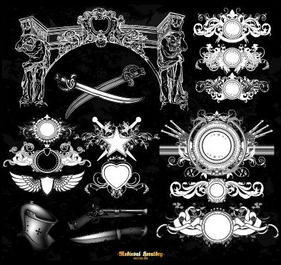 classical heraldry ornaments vector