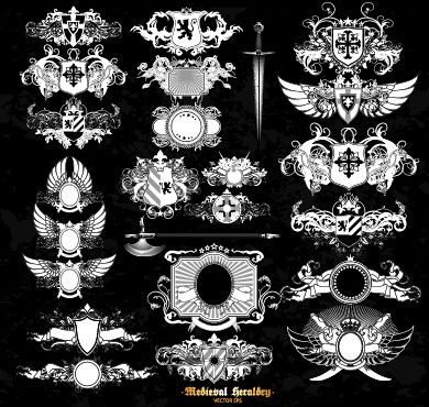 classical heraldry ornaments vector