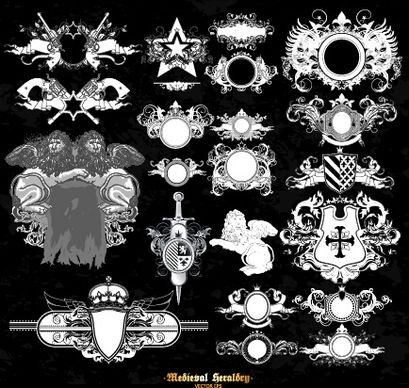 classical heraldry ornaments vector