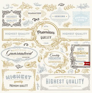 retro elements ornaments and labels creative vector