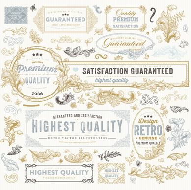 retro elements ornaments and labels creative vector