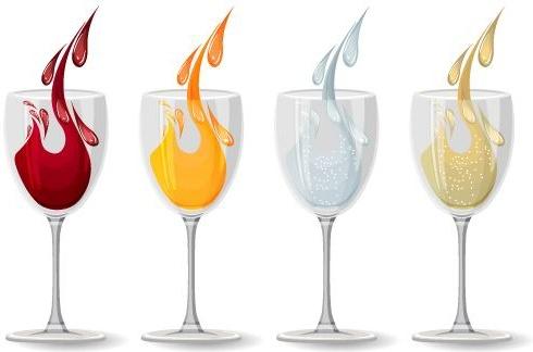 colored cocktails with cup vector