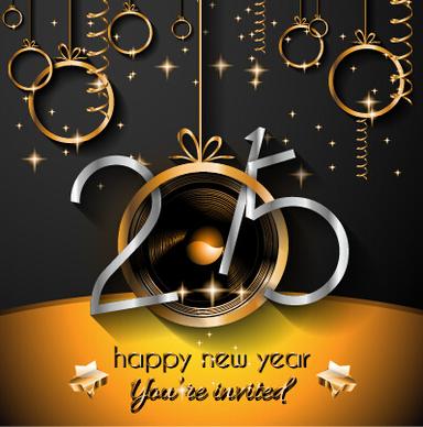 2015 new year golden ornaments background set