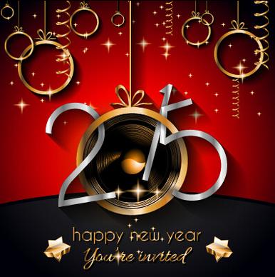 2015 new year golden ornaments background set