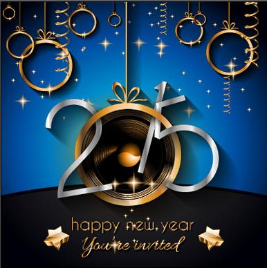 2015 new year golden ornaments background set