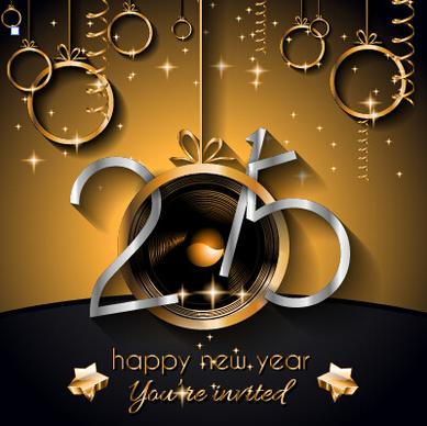 2015 new year golden ornaments background set