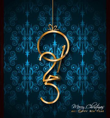 2015 new year golden ornaments background set