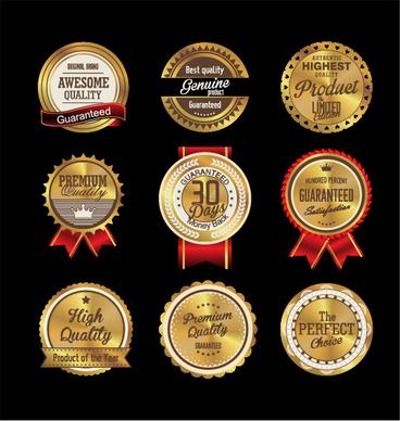 golden textured badge vector