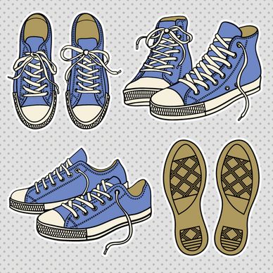 vintage canvas shoes vector