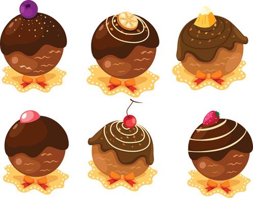 various sweet cakes set vector