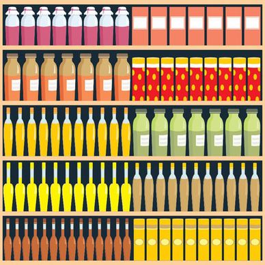 supermarket food shelf vector