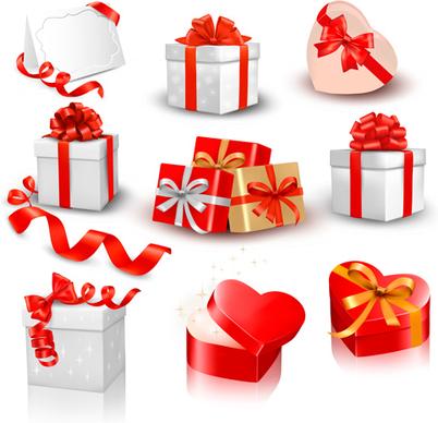 exquisite gift boxes with ribbon vector set