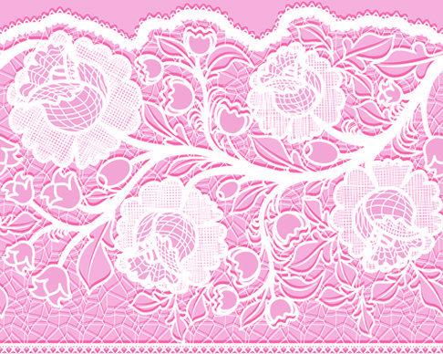 pink background with white lace vector