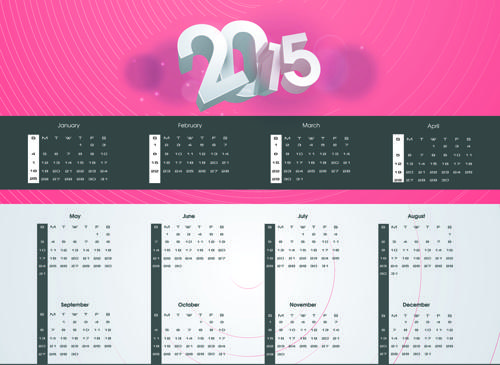 modern15 calendar and new year background vector