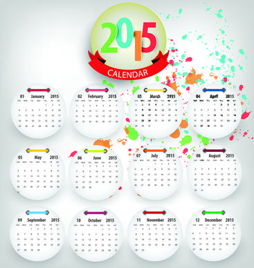 round cards calendar15 vector