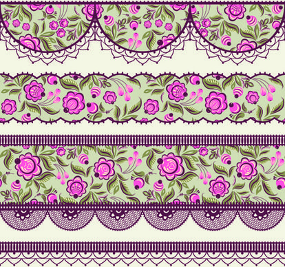 ornate lace border design vector set