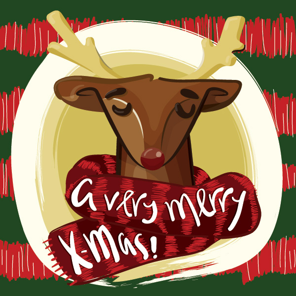 merry christmas reindeer vector